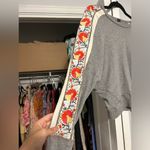 Free People embroidered embellished flower sleeve grey long sleeve top Photo 8