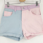 Dolls Kill x Care Bears Pastel Just Add Love Colorblock Denim Shorts Size S Photo 0
