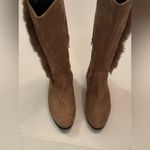 Weeboo women’s knee high boots, tan faux suede with faux fur strip accent, US 8M Size 8 Photo 4