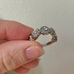 Silver Round Halo Pave Flower Ring “Esti” Rhinestone Classic Elegant Casual Jewelry Photo 10