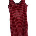 Kasper  Red brown tweed plaid sleeveless knee length dress 10 fall career lined Photo 0