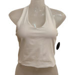 Klassy Network  White Built-in Padding Basic Ribbed Halter Brami Crop Top Medium Photo 0
