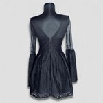 BCBGeneration  Gothic Bell Sleeve Dress Sheer Mesh Neck Floral Crochet Black sz 0 Photo 2