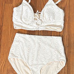 ANDIE Bikini Set Cabarete Top Super High Waisted Bottom Gardenia Lace size Small Photo 0