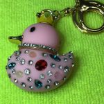 1pc Creative Rhinestone Embellished Cute Rubber Duck Keychain, Car Key Pink Photo 2