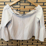 ASOS Tan Ruffle Sleeve Off Shoulder Top Size 6 Photo 0