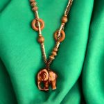Brown Bohemian Elephant Pendant Necklace, Retro Wooden Elephant Pendant Necklace Photo 5