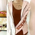 Adidas hoodie. White with rose gold lettering. Full zip. Pockets. Photo 0