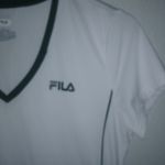 FILA  Performance Sport M Short Sleeved V-Neck Athletic White Fitted Top Photo 5