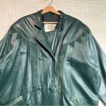 Vtg Laura Winston Women Double Breasted Green Genuine Leather Trench Coat Large Photo 6