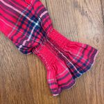 Kensie   Long Bell Sleeve Red Shoulder Ruffle Plaid Blouse Women’s Size Medium Photo 11