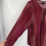 Worthington  Lace Up Neck Womens Top Sz 3X Boho Flowy Burgundy Office Striped Photo 3