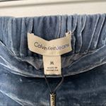 Calvin Klein JEANS Off The Shoulder Velvet Top Blue/Gray Blouse NWT Medium Photo 5