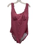 Charmo Women's Scalloped Ribbed One Piece Swimsuit Mauve Women’s Size Large NWT Pink Photo 5