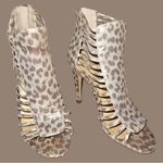 Ivanka Trump  gold and taupe leopard print strappy ankle boots! Photo 1