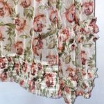 INC New  Floral Mesh Ruffle Tie Neck Peasant Top Camisole Lining White Pink Photo 12