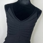 Adrianna Papell Pleated Ruffle Fitted Tank Dress with Mesh Sleeves LBD Photo 1