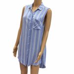 Staccato  Blue Striped Sleeveless Button Up Tunic Top Blouse Womens Large Photo 2