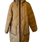 Lands' End  Long Quilted Puffer Coat Hooded Parka Tan Brown Women's XL 18 Warm Photo 0
