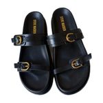 Steve Madden Margery Black and Gold Buckle Slides Photo 0