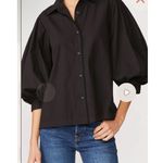 Stateside Poplin Puff Sleeve Blouse Black Size Small Photo 0