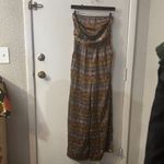 Lumiere Drop Waist Strapless Jumpsuit NEW S Boho Dopamine Coconut Girl Prints Orange Photo 2