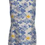 HIHO Women's Linen Cotton Fish Print Sleeveless Midi Dress Tortola BVI Size M Blue Size M Photo 0