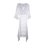 ZARA  White Black Stripe Long Sleeve Midi Dress Asymmetrical Hem Women's Medium Photo 2