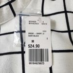 Forever 21  Ivory Black Striped Grid Shift Mini Dress Medium Casual Retro Photo 3