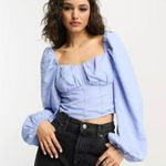 & Other Stories asos linen corset detail blouse in blue.a23 Photo 4