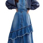 Free People  Asymmetrical Denim Midi Dress Photo 0