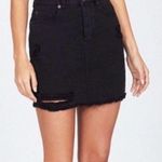 Amuse Society  black destroyed denim mini skirt with raw hem Photo 1