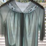 Vintage Shadowline Satin Nylon Short Sleeve Robe Size S Blue Lace Housecoat Photo 1
