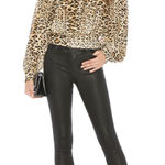 Frame  Smocked Cheetah Blouse in Camel Multi Photo 0