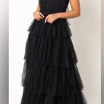 Petal and Pup NWOT  Black FRANCES halter tulle tiered bow maxi dress sz L Photo 0