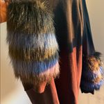 Alfani Black and Brown Sweatshirt with Faux Fur Cuffs Size 2X Photo 3