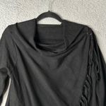 Womens Shawl Sweater S Black Long Sleeve Fringe‎ Cowl Neck Wrap Sweater Photo 3