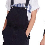 Free People 100% Cotton Black Raw Hem Jumper Overall Dress Dressall Sz. 0 Photo 0