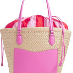 On 34th Pink Isabella Straw Tote Bag Photo 0
