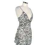 superdown Revolve Kina Leopard Print Ruched Mini Dress Gray White Size Medium Photo 3