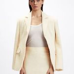 ZARA Tweed TEXTURED COTTON BLAZER W/ POCKETS PEARL BUTTONS BEIGE NEW Photo 3