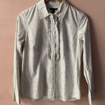 Tommy Hilfiger Y2K  Light Gray/White Ruffled Floral Print Button-Down Shirt Sz M Photo 10