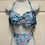 Nanette Lepore BANDEAU ROSE GOLD RING RUFFLE BIKINI SWIMSUIT Photo 2