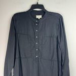Lou & grey  Womens 100% Lyocell Shirt Dress Button Down Sz Medium Black Popover Photo 4