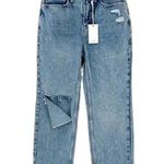 Good American NWT  Straight Leg  90s Icon Duster High Rise Cotton Jeans 0/25 Blue Photo 2