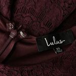 Lulus  X-Small Lace Shift Mini Dress Take Me to Brunch Rounded Neck Burgundy Photo 8