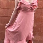Shinestar Pink Asymmetrical Low Cut Midi Dress Photo 0