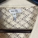 Reiss Open Knit Cardigan Women's XS Cream Linen Cotton Blend Button Front Chic Photo 5