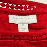 Charter Club  Women's Red Crochet Sleeve Top Photo 3