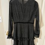 Lulus Vintage Floral to See Black Polka Dot Long Sleeve Mini Dress in Small Photo 2